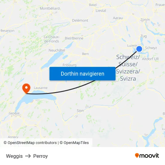 Weggis to Perroy map