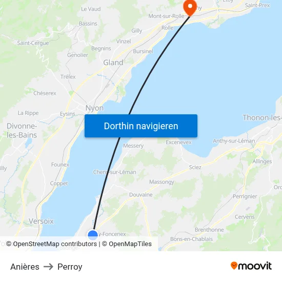 Anières to Perroy map