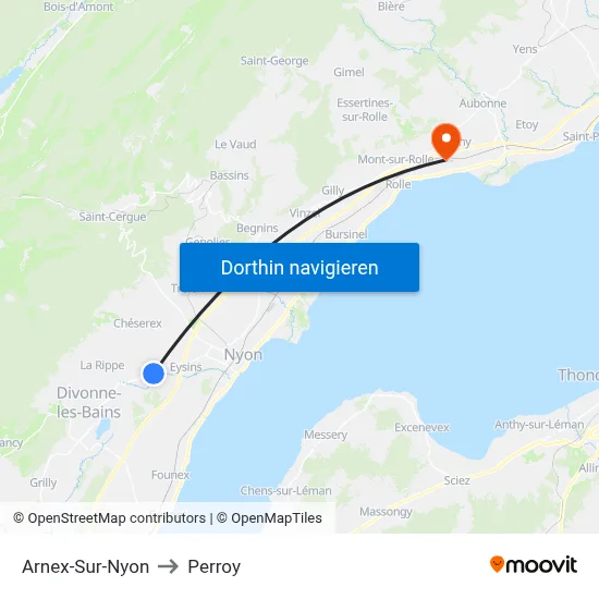 Arnex-Sur-Nyon to Perroy map