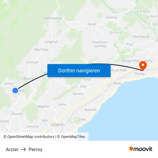 Arzier to Perroy map