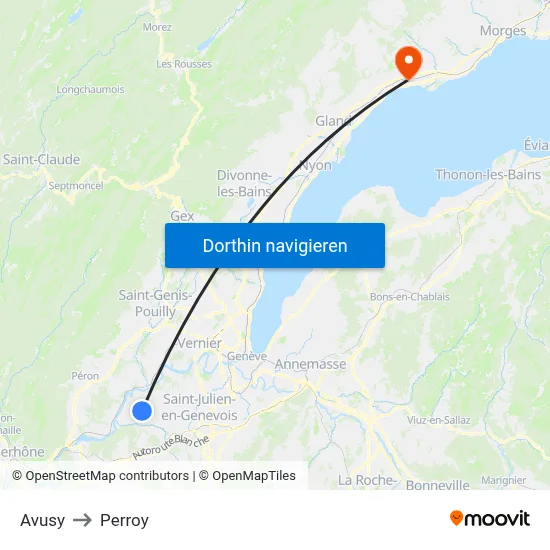Avusy to Perroy map