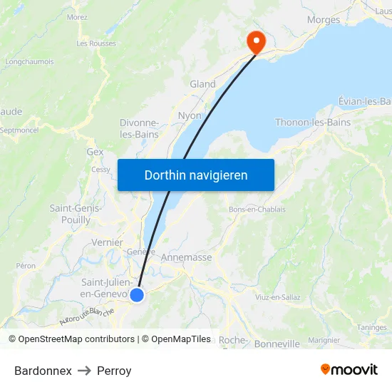 Bardonnex to Perroy map