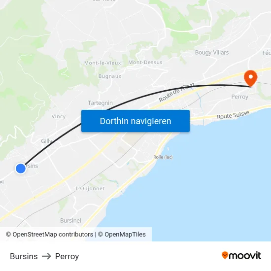 Bursins to Perroy map