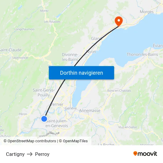 Cartigny to Perroy map