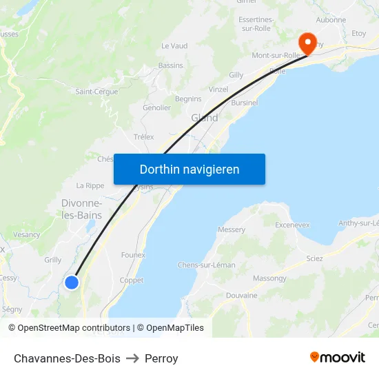Chavannes-Des-Bois to Perroy map