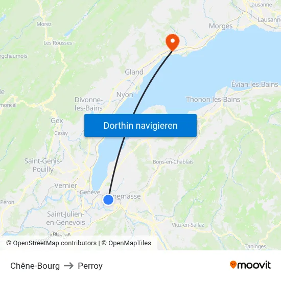 Chêne-Bourg to Perroy map