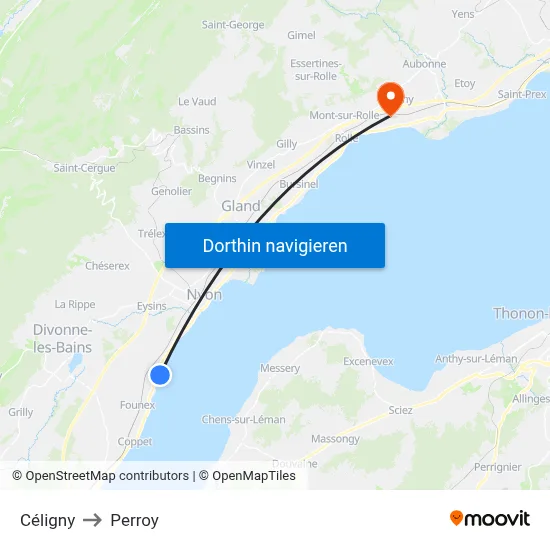 Céligny to Perroy map