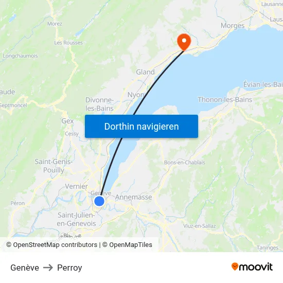 Genève to Perroy map