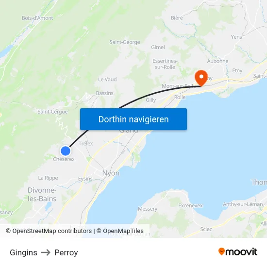 Gingins to Perroy map