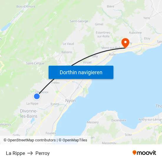 La Rippe to Perroy map
