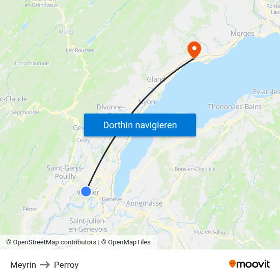 Meyrin to Perroy map