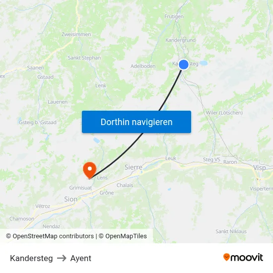 Kandersteg to Ayent map