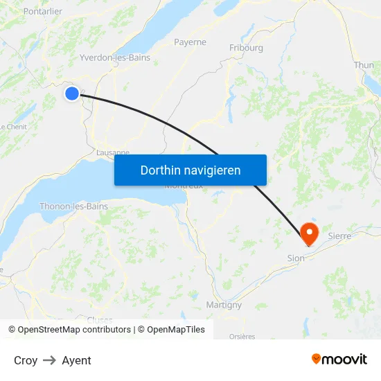 Croy to Ayent map