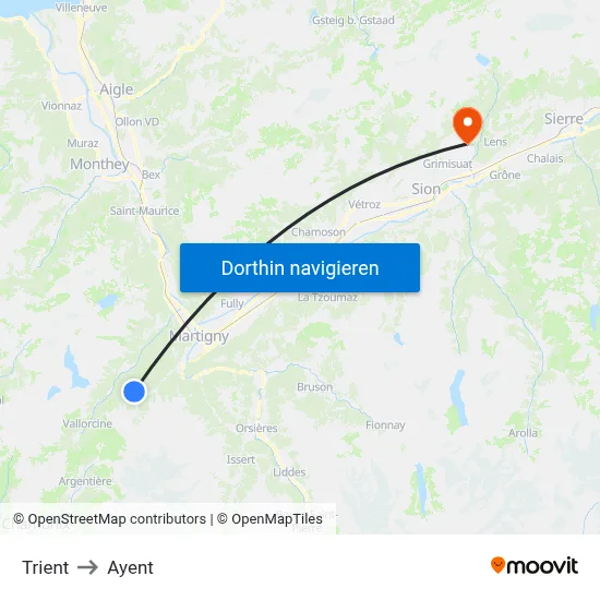 Trient to Ayent map