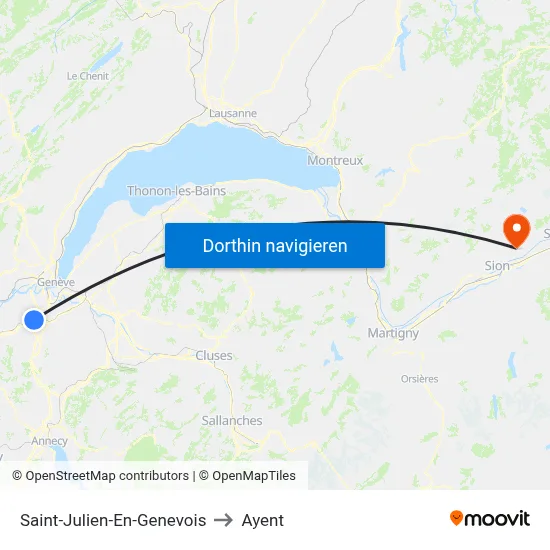 Saint-Julien-En-Genevois to Ayent map