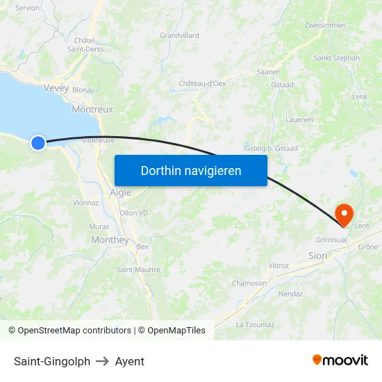 Saint-Gingolph to Ayent map