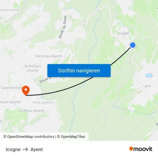 Icogne to Ayent map