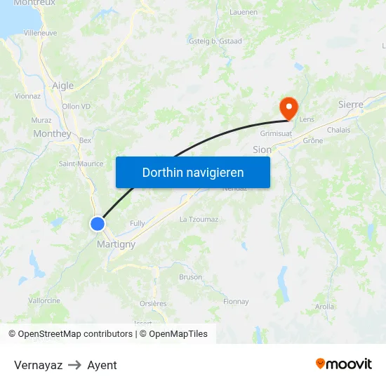 Vernayaz to Ayent map