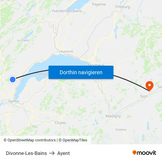 Divonne-Les-Bains to Ayent map