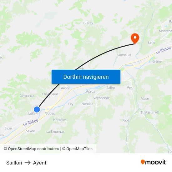 Saillon to Ayent map