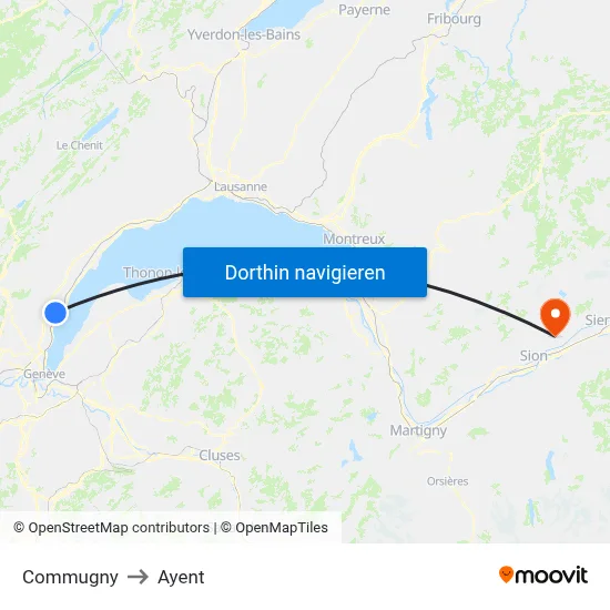 Commugny to Ayent map