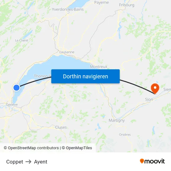 Coppet to Ayent map
