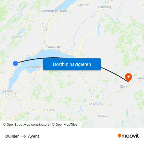 Duillier to Ayent map