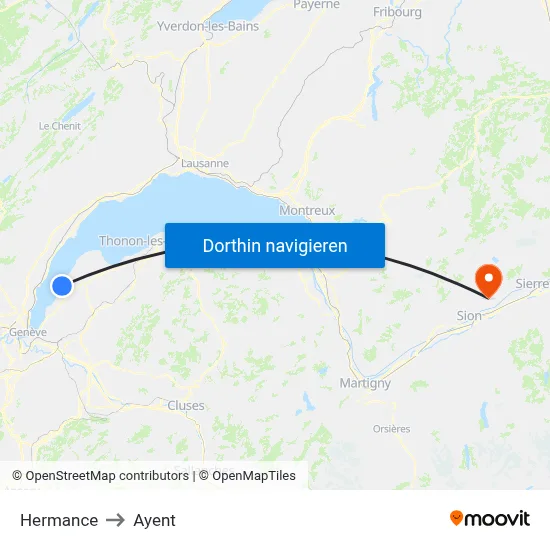 Hermance to Ayent map