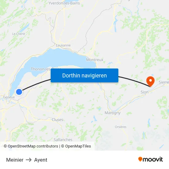 Meinier to Ayent map