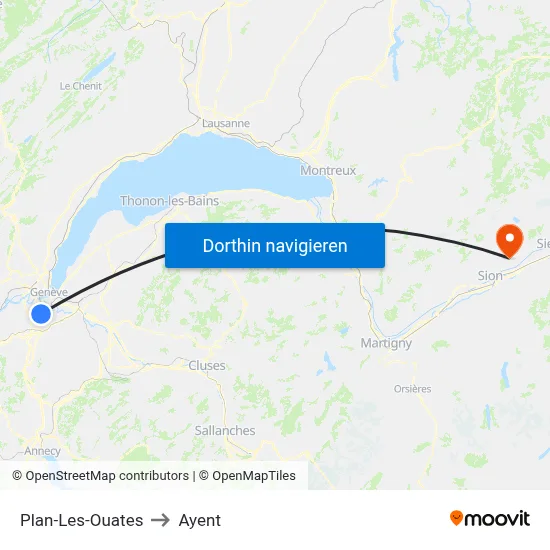 Plan-Les-Ouates to Ayent map