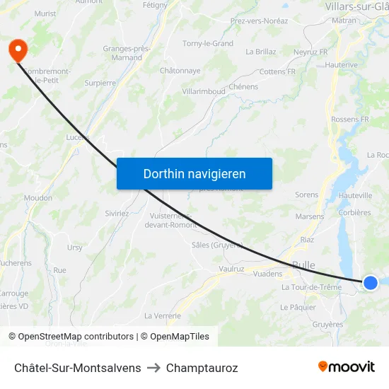 Châtel-Sur-Montsalvens to Champtauroz map