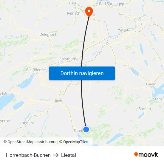 Horrenbach-Buchen to Liestal map