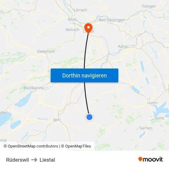Rüderswil to Liestal map