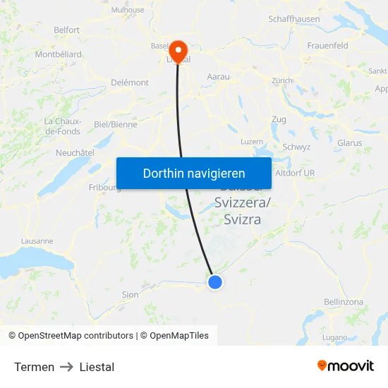 Termen to Liestal map