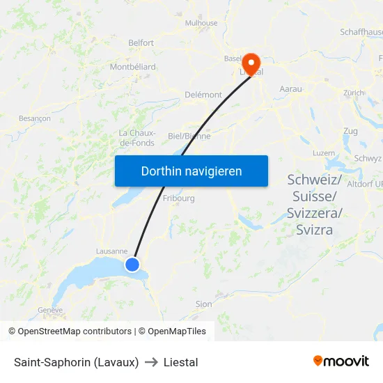 Saint-Saphorin (Lavaux) to Liestal map