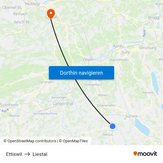 Ettiswil to Liestal map