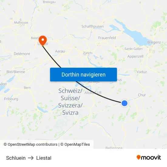 Schluein to Liestal map