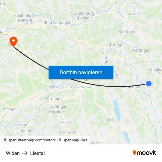 Widen to Liestal map