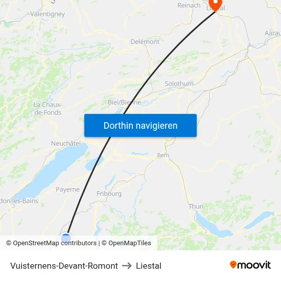 Vuisternens-Devant-Romont to Liestal map
