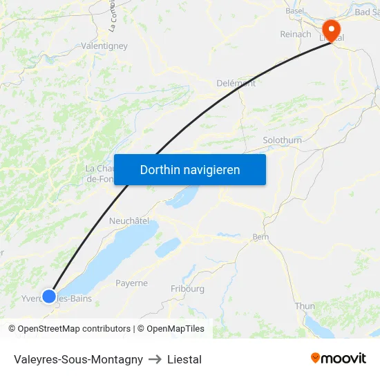 Valeyres-Sous-Montagny to Liestal map