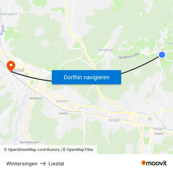 Wintersingen to Liestal map
