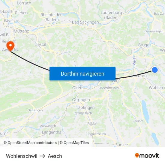 Wohlenschwil to Aesch map