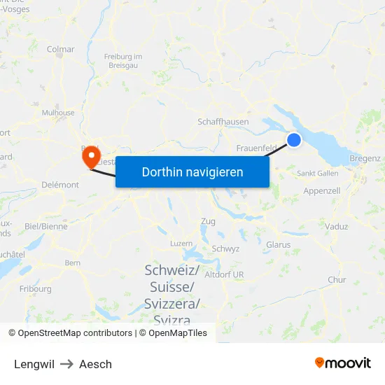 Lengwil to Aesch map