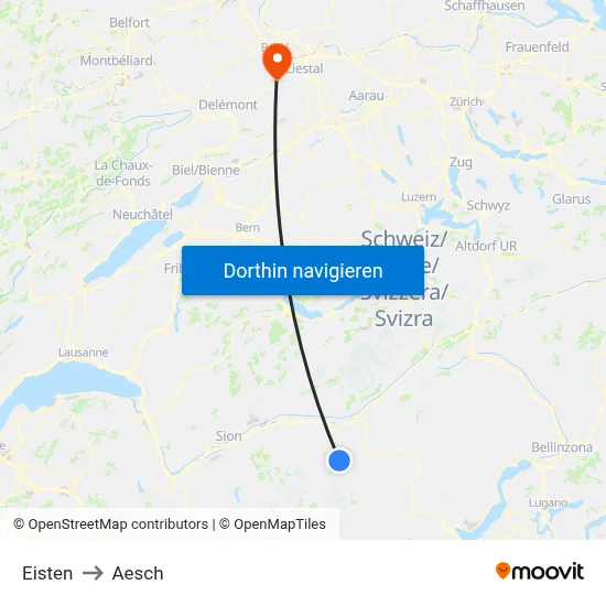 Eisten to Aesch map