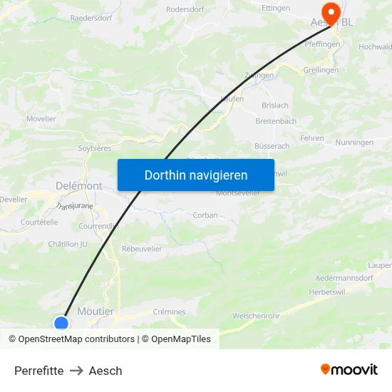 Perrefitte to Aesch map