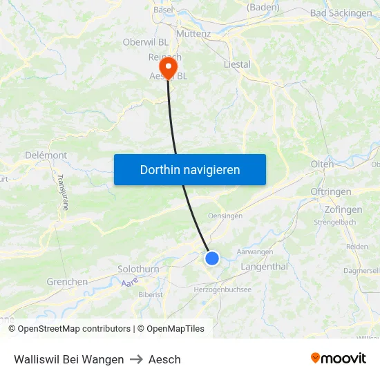 Walliswil Bei Wangen to Aesch map