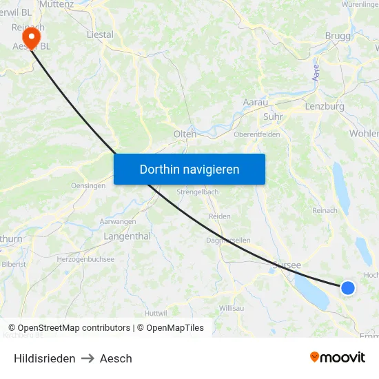 Hildisrieden to Aesch map