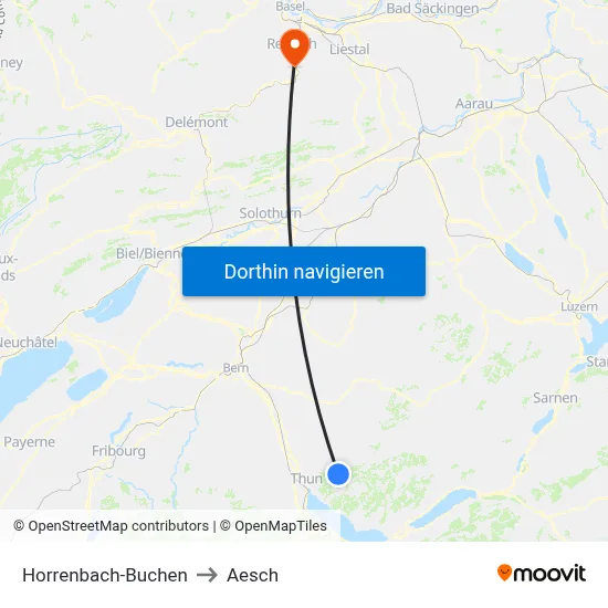 Horrenbach-Buchen to Aesch map
