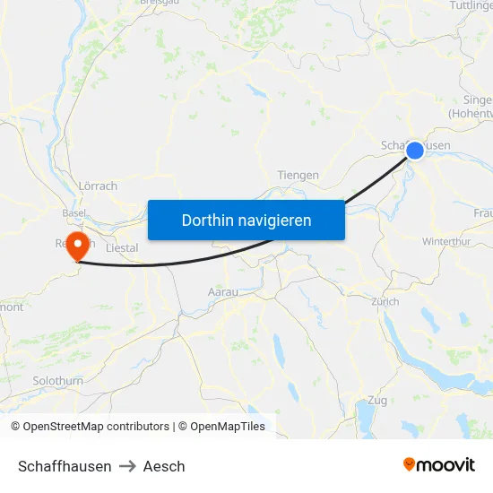 Schaffhausen to Aesch map