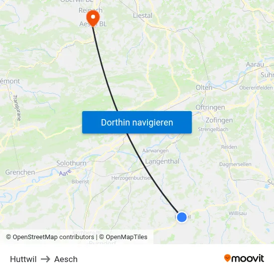Huttwil to Aesch map